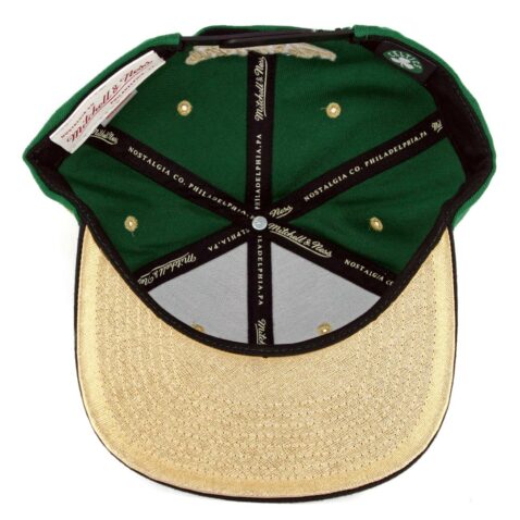 Mitchell & Ness Boston Celtics Gold Tip Snapback Hat Kelly Green Black
