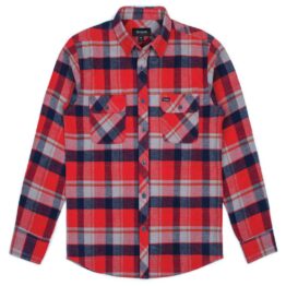 Brixton Bowery Long Sleeve Flannel Red Heather Grey Navy