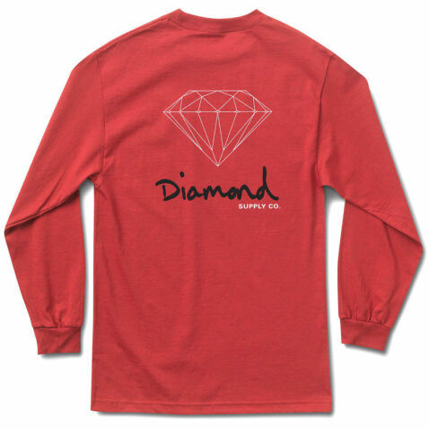Diamond Supply Co OG Sign FA17 Long Sleeve T-Shirt Red - Image 2