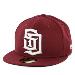 New Era 59Fifty Dyse One San Diego SD Logo Fitted Hat Cardinal White