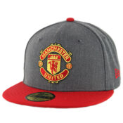 New Era 59Fifty Manchester United Fitted Hat Heather Graphite Scarlet Red
