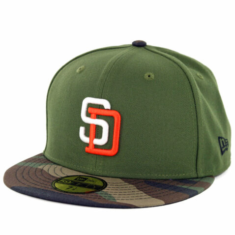 New Era 59Fifty San Diego Padres Tony Gwynn Logo Fitted Rifle Green Woodland Camo