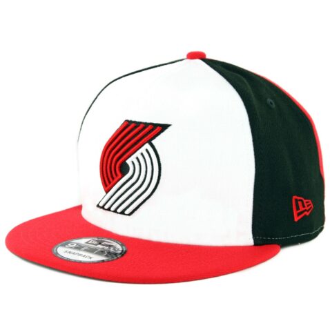 New Era 9Fifty Portland Trail Blazers Team Retro Wheel Snapback Hat Black White Red