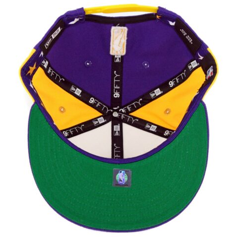 New Era 9Fifty Los Angeles Lakers Team Retro Wheel Snapback Hat Yellow White Purple