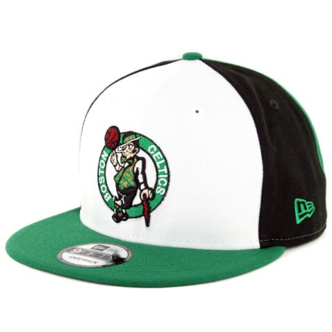 New Era 9Fifty Boston Celtics Team Retro Wheel Snapback Hat Black White Kelly Green