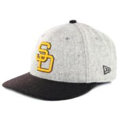 New Era 9Fifty San Diego Padres Melton Throwback Snapback Hat Heather Grey Dark Brown