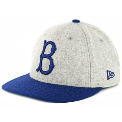 New Era 9Fifty Brooklyn Dodgers Melton Throwback Snapback Hat Heather Grey Royal Blue