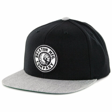 Brixton Rival Snapback Hat Black Heather Grey