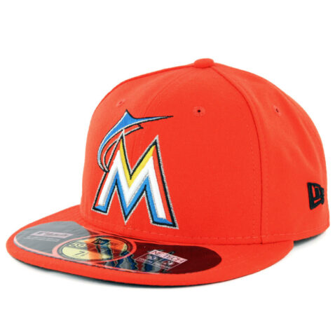New Era 59Fifty Miami Marlins 2017 Road Authentic On Field Fitted Hat Orange