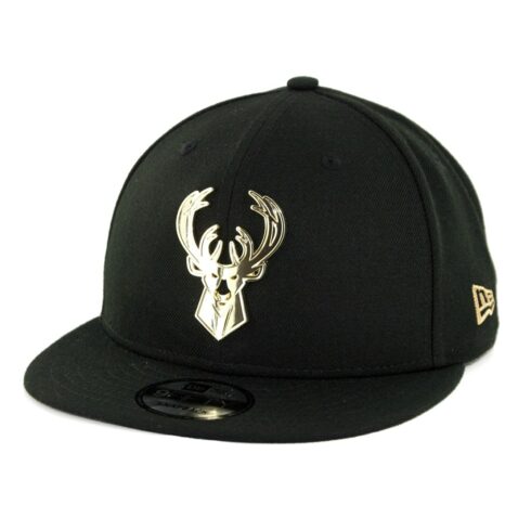 New Era Milwaukee Bucks Metal Framed Snapback Hat Black