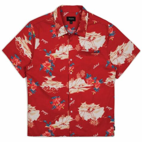 Brixton Bueller Short Sleeve Woven Shirt Red Cream
