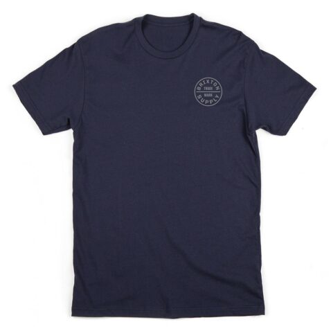 Brixton Oath Short Sleeve Standard T-Shirt Navy Grey