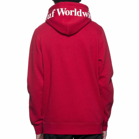 HUF Outline Box Logo Pullover Hooded Sweatshirt Red