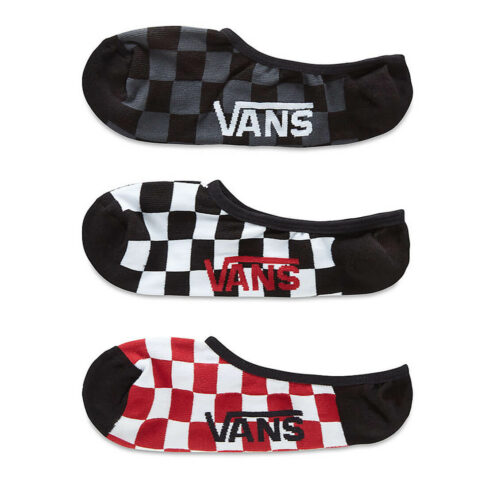 Vans Classic Super No Show Socks Red White Check