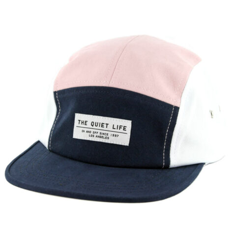 The Quiet Life Boardwalk 5 Panel Camper Strapback Hat Navy Mint Peach