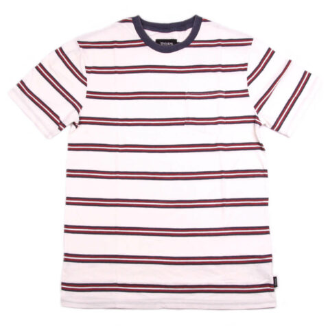 Brixton Hilt Washed Short Sleeve Pocket T-Shirt White Navy Red