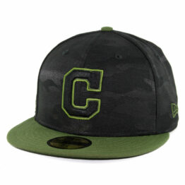 New Era 59Fifty Cleveland Indians 2018 Memorial Day Fitted Hat Black Army Green