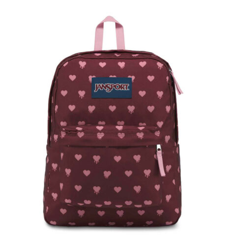 JanSport Superbreak Back Pack Russet Red Bleeding Hearts