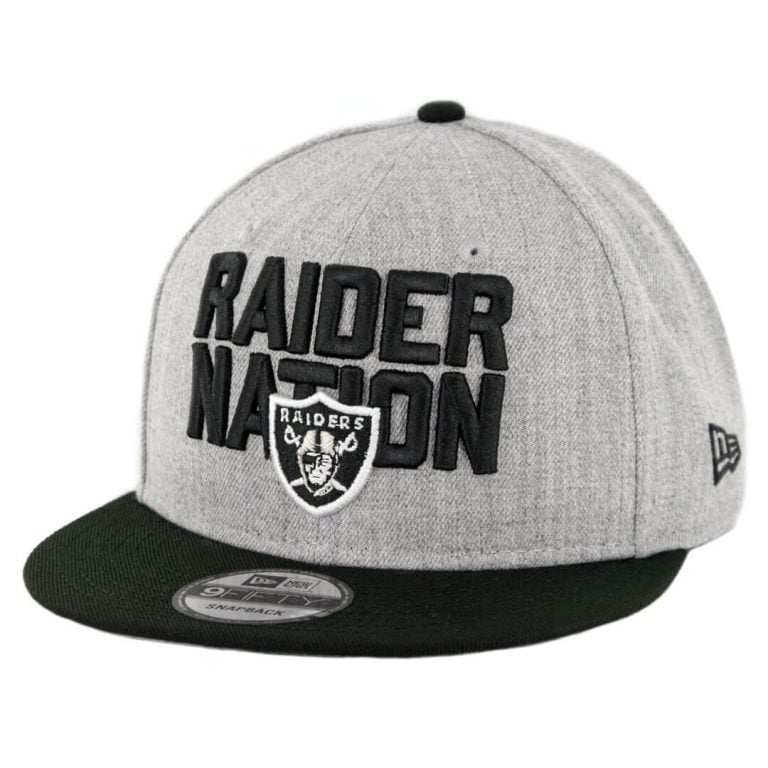 New Era 9Fifty Oakland Raiders Raider Nation Snapback Hat Heather Grey Black