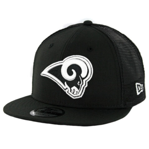 New Era 9Fifty Los Angeles Rams Trucker Mesh Snapback Hat Black White