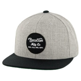 Brixton Wheeler Snapback Hat Light Grey Black