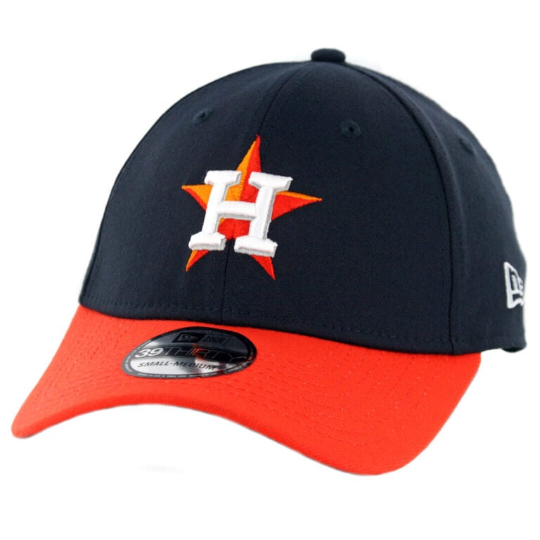 New Era 39Thirty Houston Astros Road Team Classic Stretch Fit Hat Navy Orange
