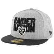 New Era 59Fifty Oakland Raiders Raider Nation Fitted Hat Heather Grey Heather Black