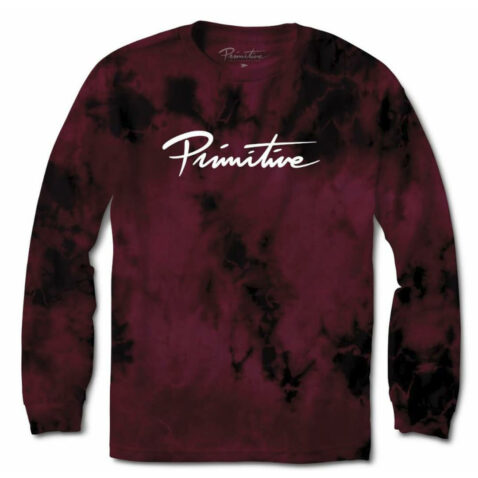 Primitive Nuevo Crystal Wash Long Sleeve T-Shirt Burgundy Wash