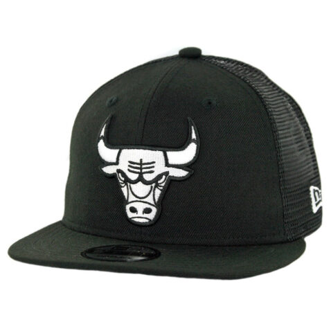 New Era 9Fifty Chicago Bulls Trucker Snapback Hat Black White