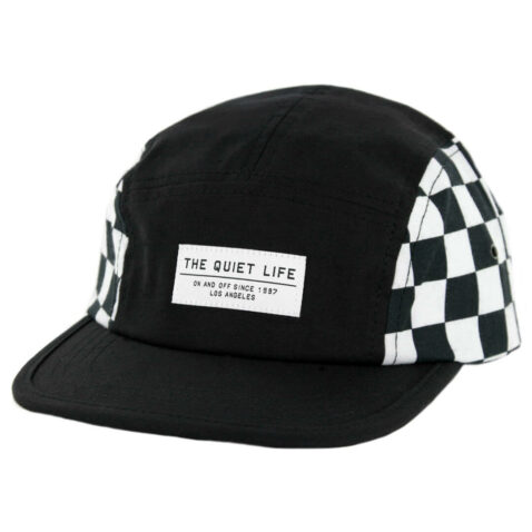 The Quiet Life Checker 5 Panel Camper Clipback Hat Black Checker