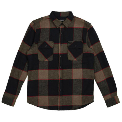 Brixton Bowery Long Sleeve Flannel Shirt Heather Grey Charcoal