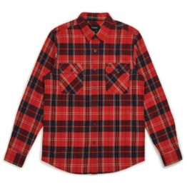 Brixton Bowery Long Sleeve Flannel Shirt Red Navy