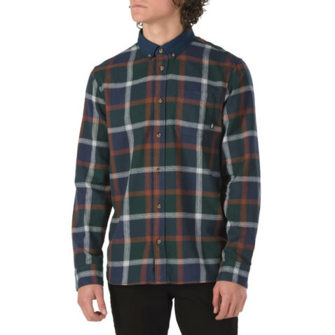 Vans Westborne Flannel Long Sleeve Shirt Darkest Spruce Dress Blue