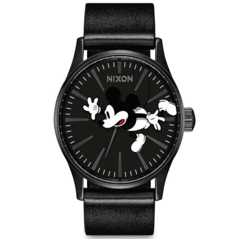 Nixon x Disney Sentry Leather Watch All Black