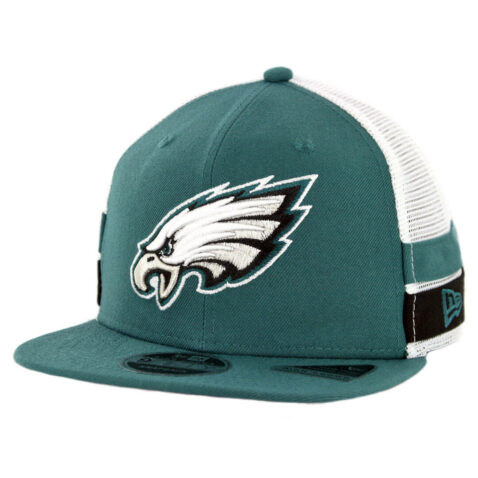 New Era 9Fifty Philadelphia Eagles Striped Side Lineup Snapback Hat Midnight Green
