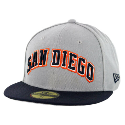 New Era 59Fifty San Diego Padres 1991 Wordmark Jersey Logo 2 Fitted Hat Grey Dark Navy New Era 59Fifty San Diego Padres 1991 Wordmark Jersey Logo 2 Fitted Hat Grey Dark Navy
