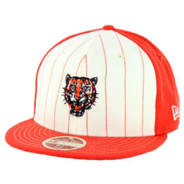 New Era 59Fifty Detroit Tigers 1957-1960 Vintage Stripe Cooperstown Fitted Hat Orange