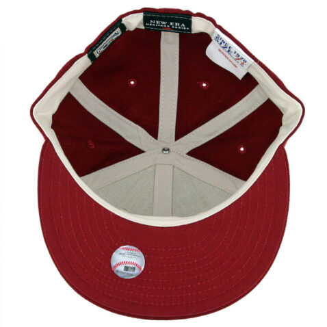 New Era 59Fifty Philadelphia Phillies 1970 Vintage Stripe Cooperstown Fitted Hat Maroon Ivory White