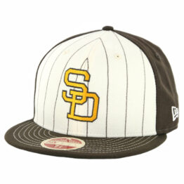 New Era 59Fifty San Diego Padres 1991 Vintage Stripe Cooperstown Fitted Hat Brown Ivory White