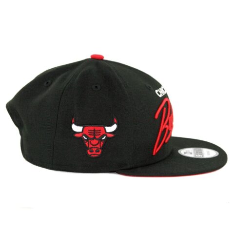 New Era 9Fifty Chicago Bulls Scripted Turn Snapback Hat Black - Image 2