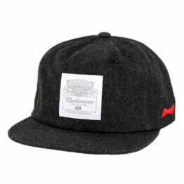 HUF Budweiser Label 6 Panel Strapback Hat Black