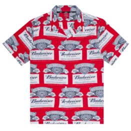 HUF Budweiser Label Short Sleeve Button Up Shirt Red