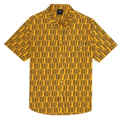 HUF Night Market Short Sleeve Button Up Shirt Mineral Yellow