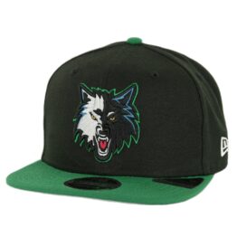 New Era 9Fifty Minnesota Timberwolves Nights 7 Snapback Hat Black Kelly Green