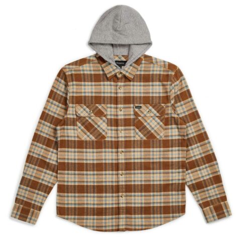 Brixton Bowery Hooded Long Sleeve Shirt Copper Natural