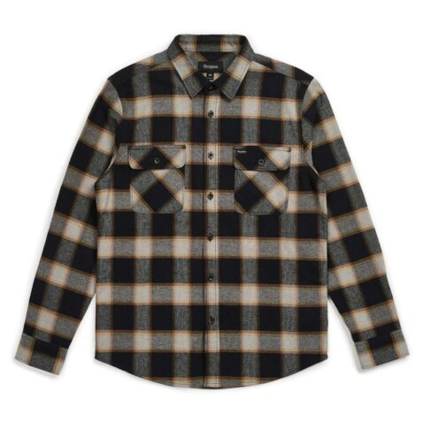 Brixton Bowery Long Sleeve Flannel Shirt Black Cream