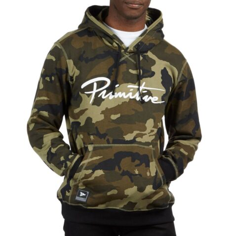 Primitive Nuevo Contrast Hooded Sweatshirt Woodland Camo
