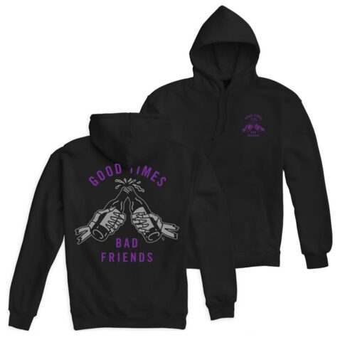 Sketchy Tank Good Times Pullover Hooded Sweatshirt Black Purple