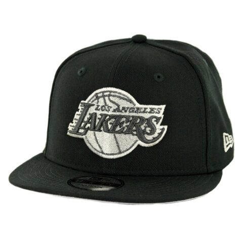 New Era 9Fifty Los Angeles Lakers Snapback Hat Black Metallic Silver