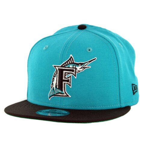 New Era 9Fifty Florida Marlins Cooperstown Logo Pack Snapback Hat Teal